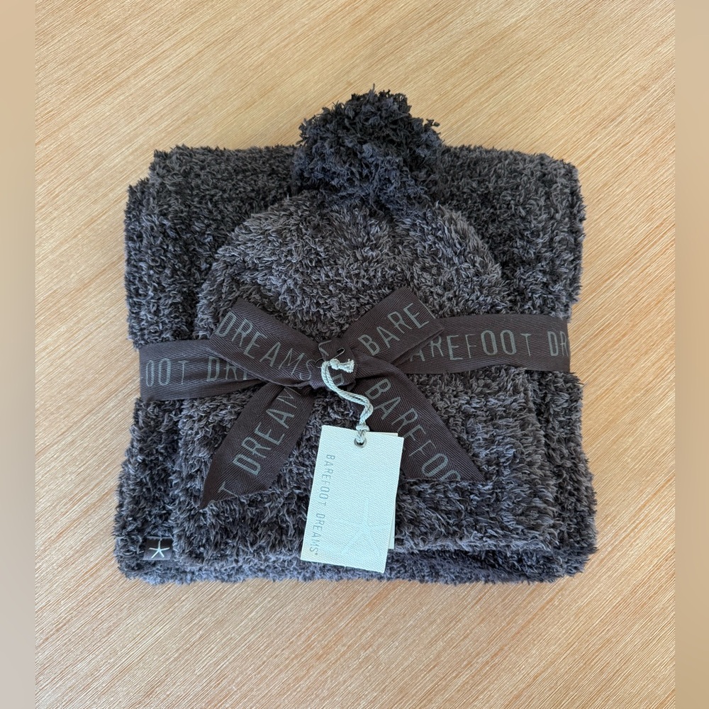 Barefoot Dreams Cozy Soft Knit Beanie and Scarf Set